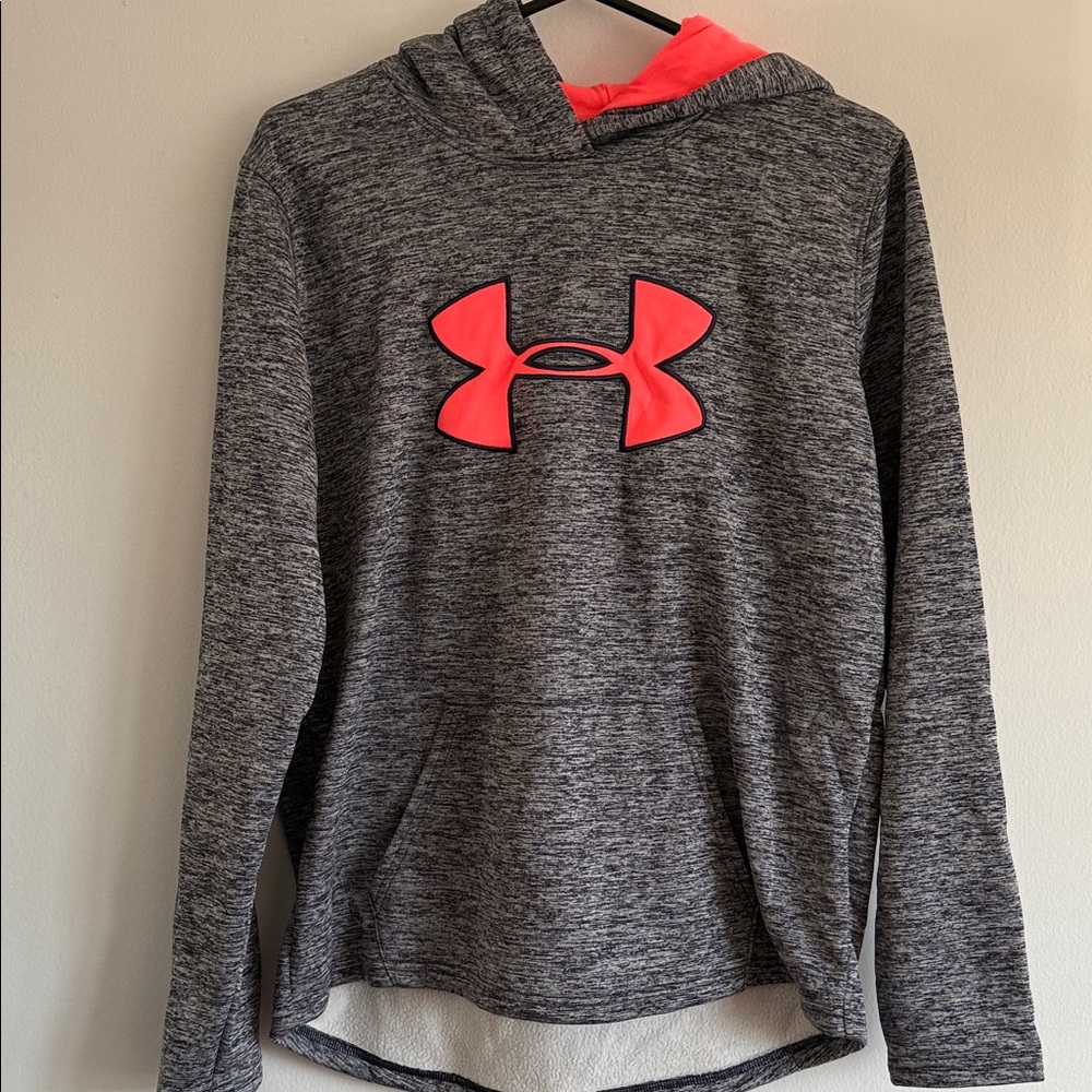 Under Armour Charcoal Hoodie with Neon Pink Emblem
